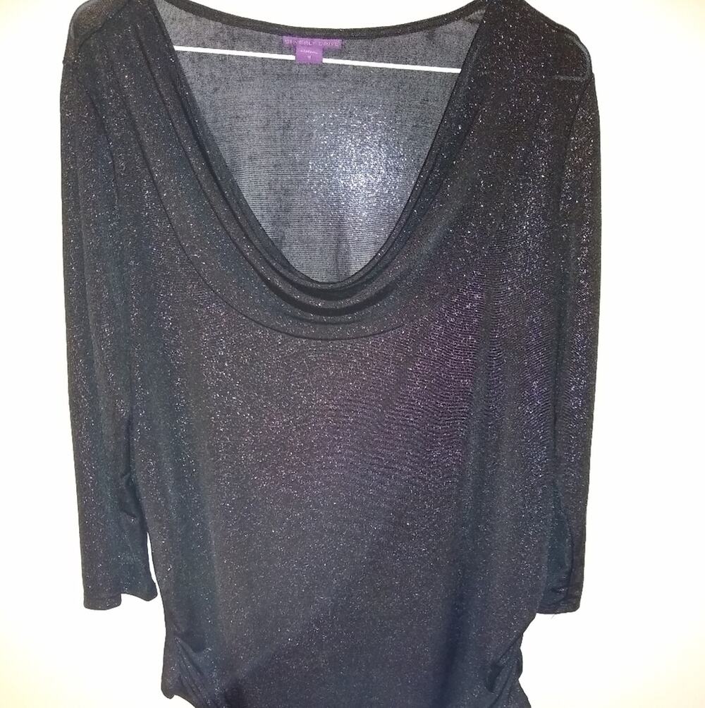 Beverly Drive Women's Size 1X Metallic Cowl Neck Blouse - Party